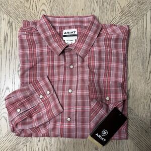 New Ariat 3XL XXXL Plaid Hart Retro‎ Fit Long Sleeve Pearl Snap Button Up Shirt